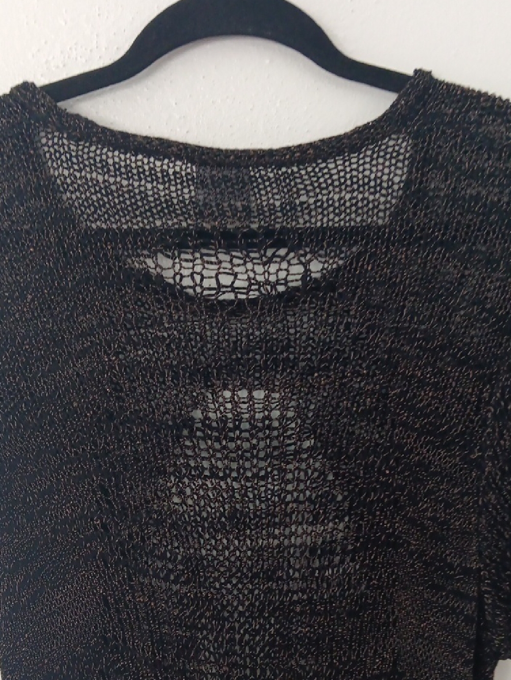 Helmut Lang Black Sheer Crochet Knit Top With Metallic Thread #3732 - Picture 5 of 7